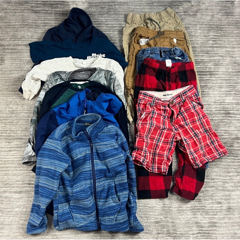 Lot of 12 Boys Clothing Size 5 Abercrombie Eddie Bauer OshKosh Blue Red Khaki